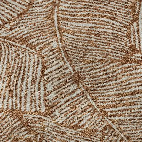 8' Rust And Beige Floral Washable Round Rug With UV Protection Photo 9