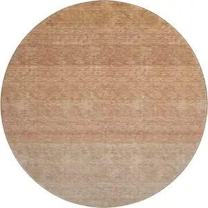 Photo of 8' Rust And Beige Ombre Washable Round Rug With UV Protection