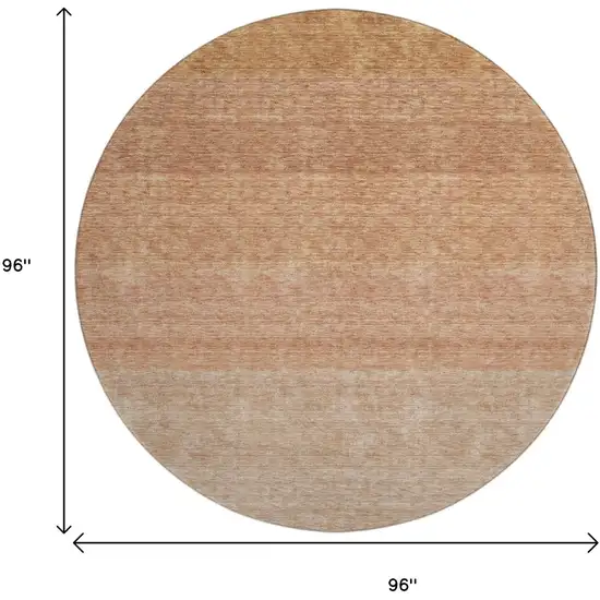 8' Rust And Beige Ombre Washable Round Rug With UV Protection Photo 8