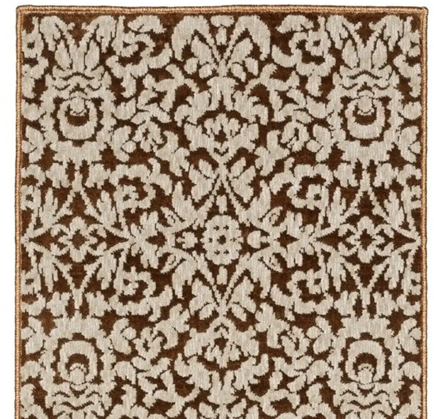 8' Rust And Beige Oriental Runner Rug Photo 5