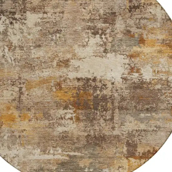 8' Rust And Beige Round Abstract Washable Indoor Outdoor Area Rug Photo 2