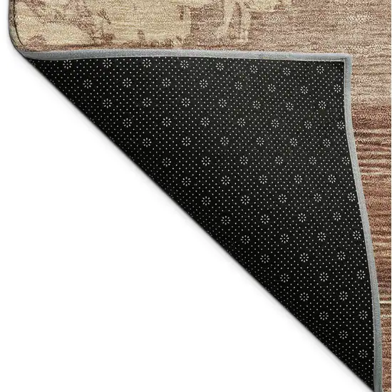 8' Rust And Beige Round Abstract Washable Indoor Outdoor Area Rug Photo 7