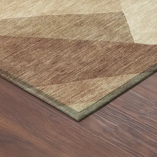 8' Rust And Beige Round Abstract Washable Indoor Outdoor Area Rug Photo 7