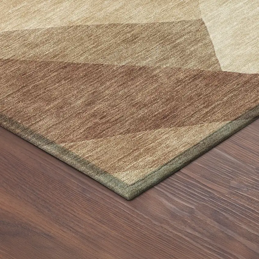 8' Rust And Beige Round Abstract Washable Indoor Outdoor Area Rug Photo 7