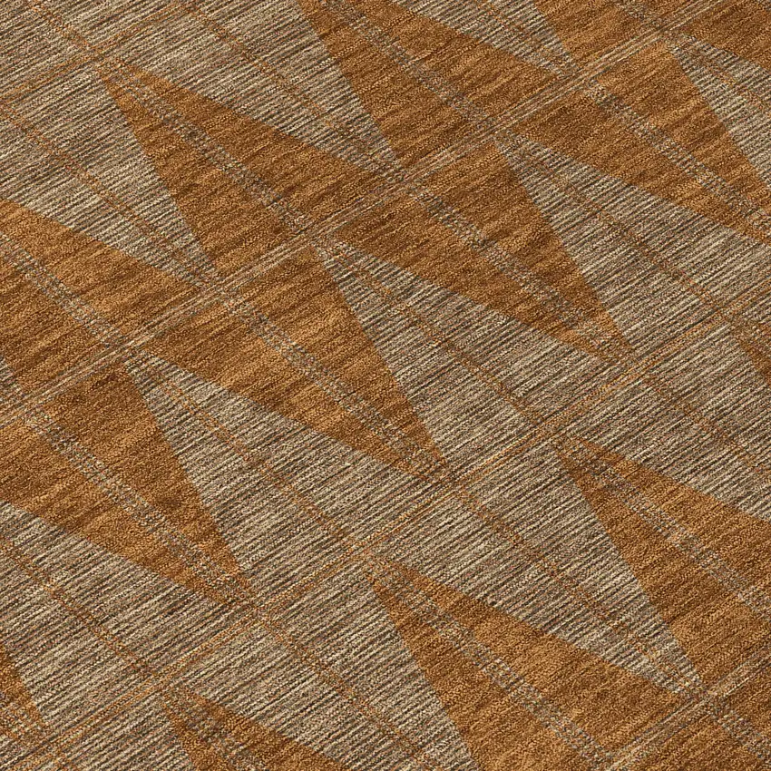 8' Rust And Beige Round Geometric Washable Indoor Outdoor Area Rug Photo 9