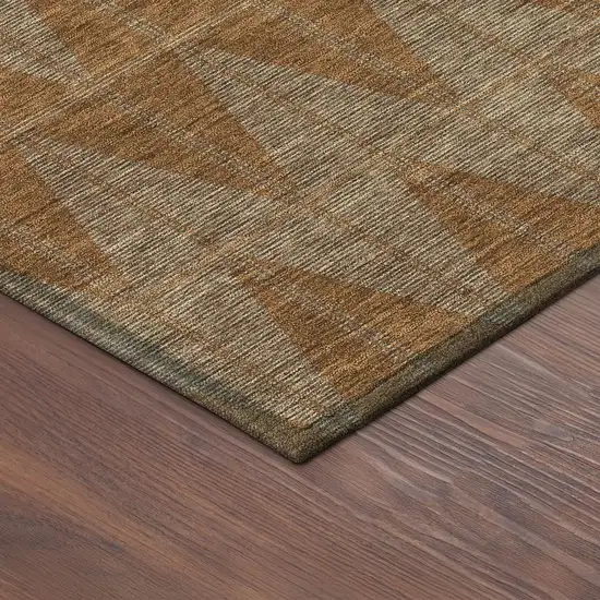 8' Rust And Beige Round Geometric Washable Indoor Outdoor Area Rug Photo 8