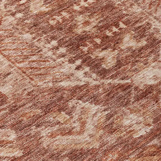 8' Rust And Beige Round Medallion Washable Indoor Outdoor Area Rug Photo 9