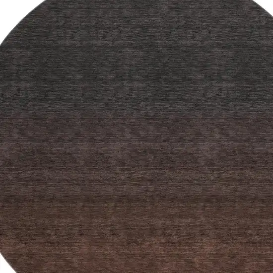 8' Rust And Charcoal Ombre Washable Round Rug With UV Protection Photo 3