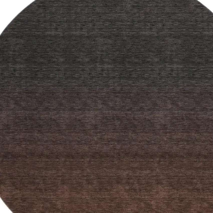 8' Rust And Charcoal Ombre Washable Round Rug With UV Protection Photo 3
