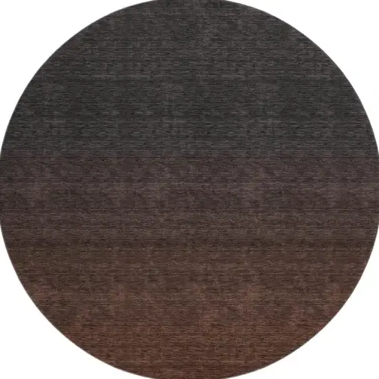 8' Rust And Charcoal Ombre Washable Round Rug With UV Protection Photo 4
