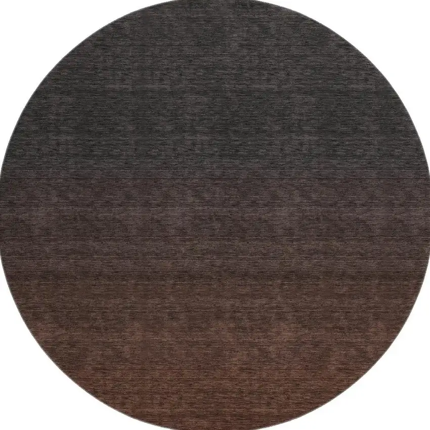 8' Rust And Charcoal Ombre Washable Round Rug With UV Protection Photo 4