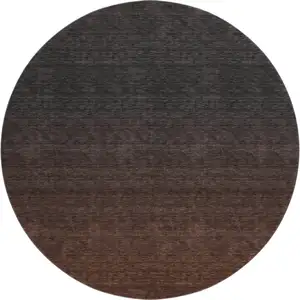 Photo of 8' Rust And Charcoal Ombre Washable Round Rug With UV Protection