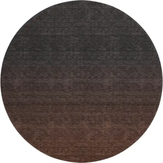 8' Rust And Charcoal Ombre Washable Round Rug With UV Protection Photo 1