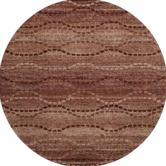8' Rust And Copper Abstract Geometric Washable Round Rug With UV Protection Photo 4