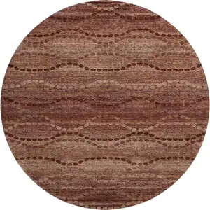 Photo of 8' Rust And Copper Abstract Geometric Washable Round Rug With UV Protection