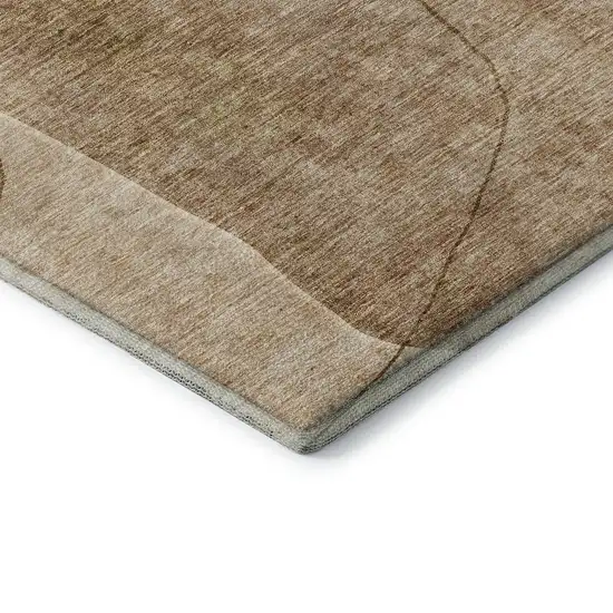 8' Rust And Copper Abstract Washable Round Rug With UV Protection Photo 7