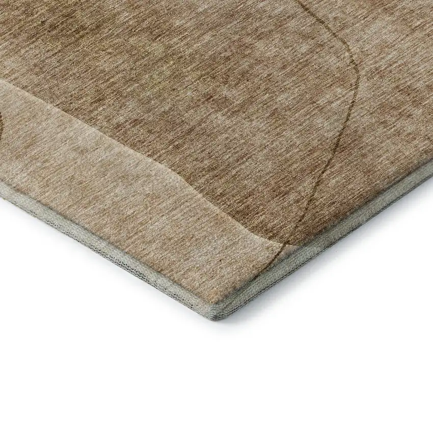 8' Rust And Copper Abstract Washable Round Rug With UV Protection Photo 7