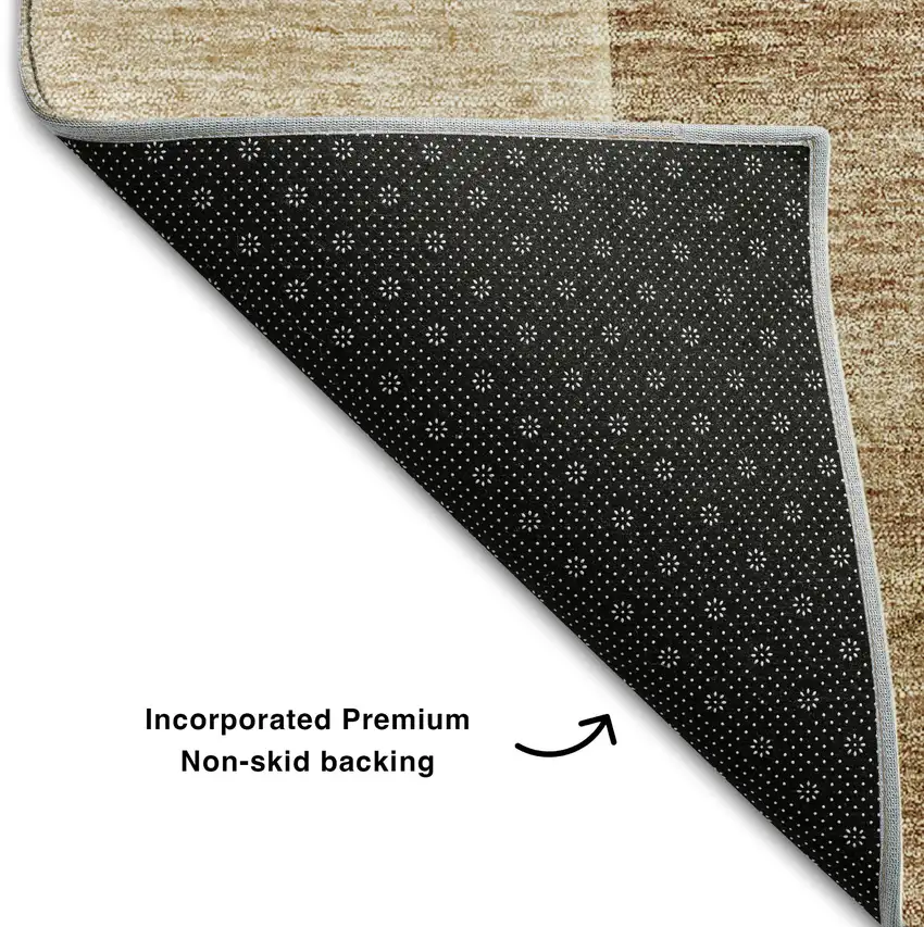 8' Rust And Copper Abstract Washable Round Rug With UV Protection Photo 6