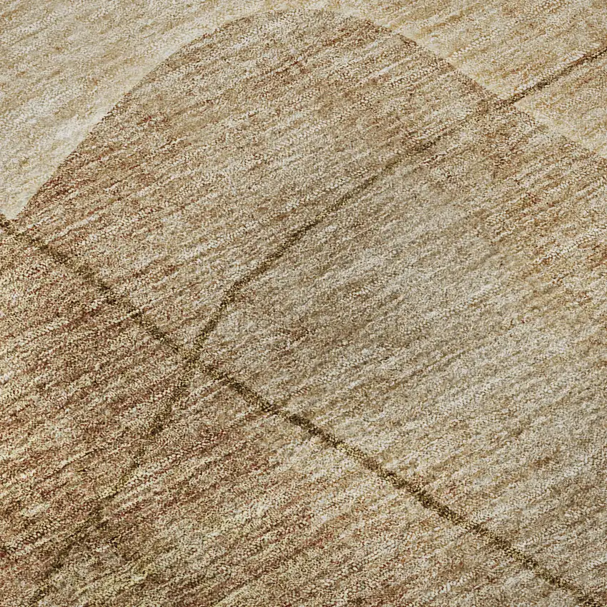 8' Rust And Copper Abstract Washable Round Rug With UV Protection Photo 9