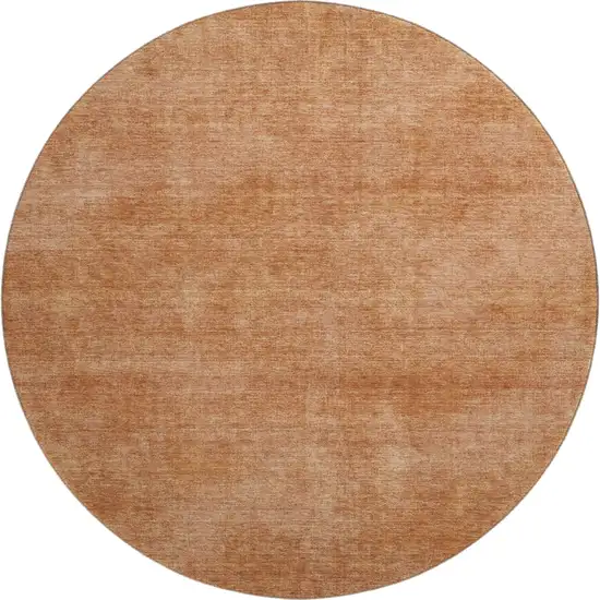 8' Rust And Copper Abstract Washable Round Rug With UV Protection Photo 1
