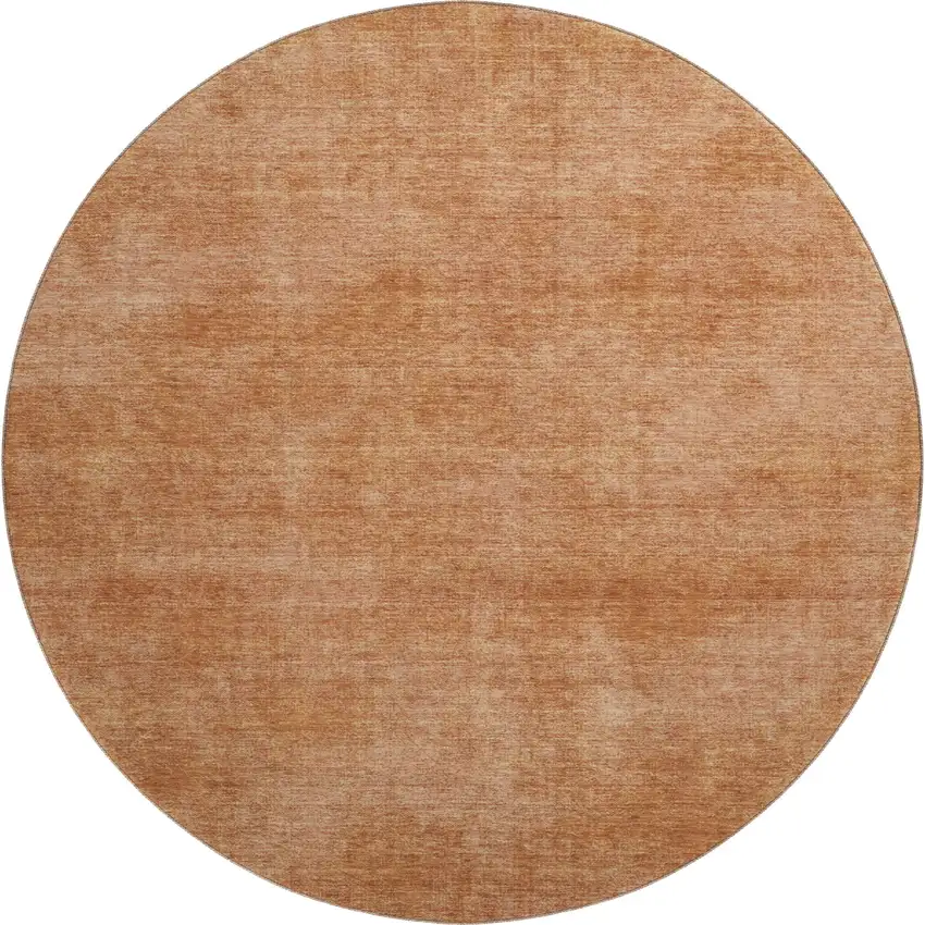8' Rust And Copper Abstract Washable Round Rug With UV Protection Photo 1
