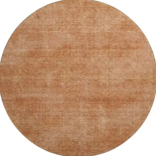 8' Rust And Copper Abstract Washable Round Rug With UV Protection Photo 2