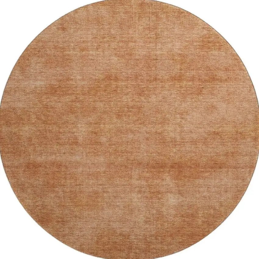 8' Rust And Copper Abstract Washable Round Rug With UV Protection Photo 2