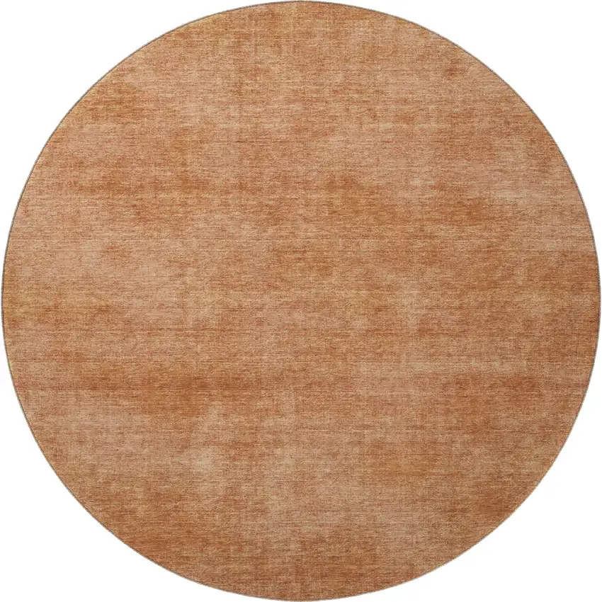8' Rust And Copper Abstract Washable Round Rug With UV Protection Photo 3