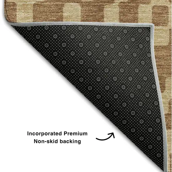 8' Rust And Copper Geometric Washable Round Rug With UV Protection Photo 6