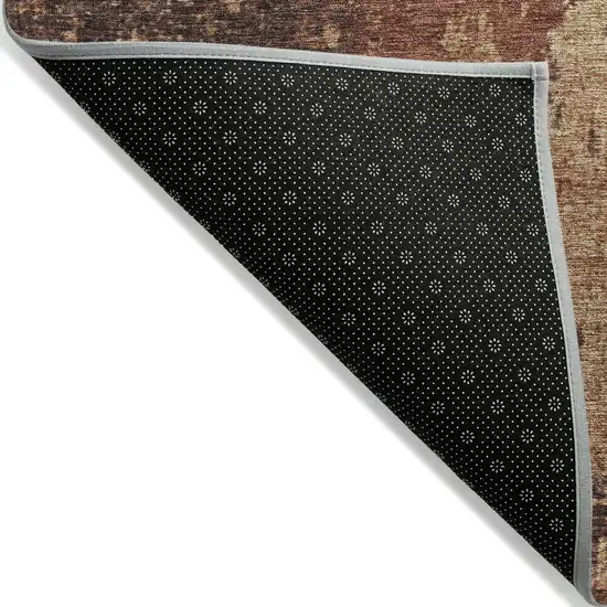 8' Rust And Copper Round Abstract Washable Indoor Outdoor Area Rug Photo 5