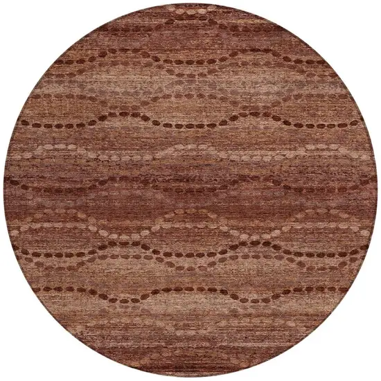 8' Rust And Copper Round Ogee Washable Indoor Outdoor Area Rug Photo 3