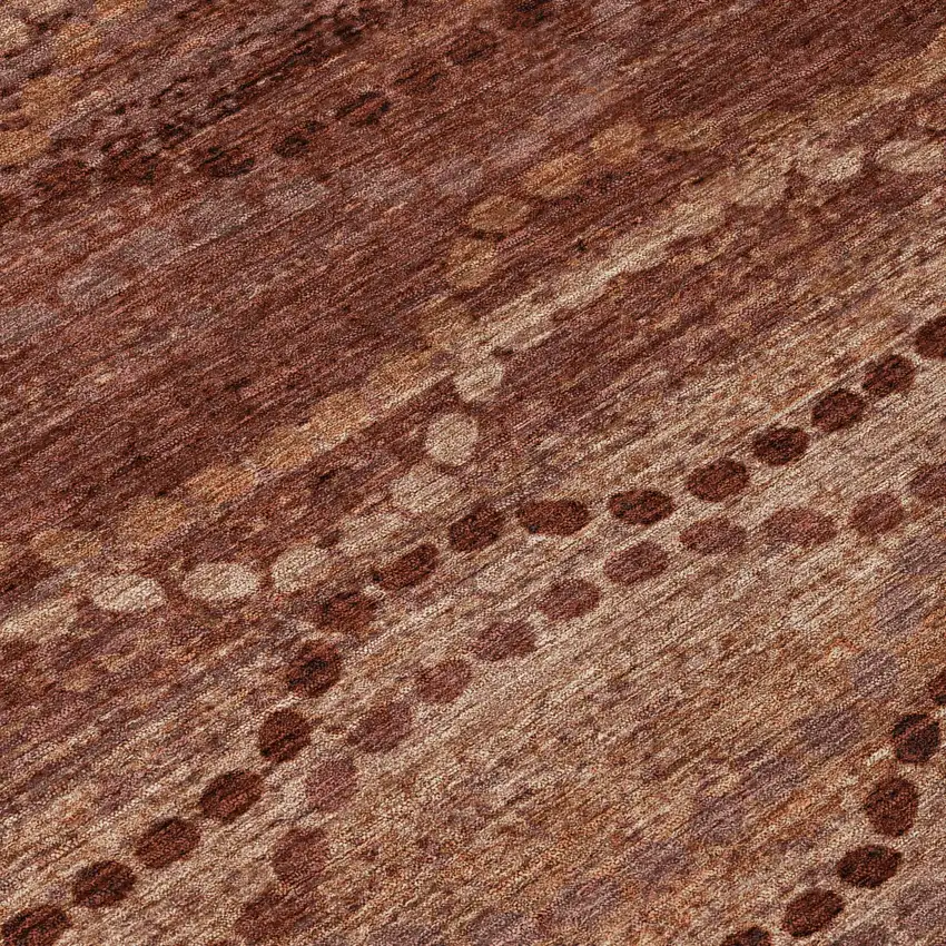 8' Rust And Copper Round Ogee Washable Indoor Outdoor Area Rug Photo 9