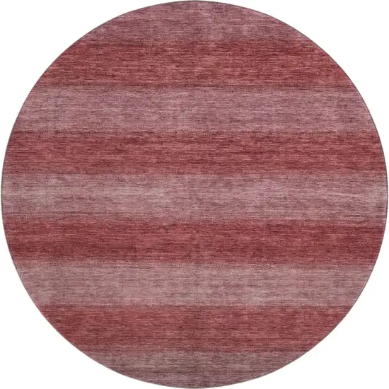 8' Rust And Coral Striped Washable Round Rug With UV Protection Photo 1
