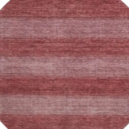 8' Rust And Coral Striped Washable Round Rug With UV Protection Photo 2