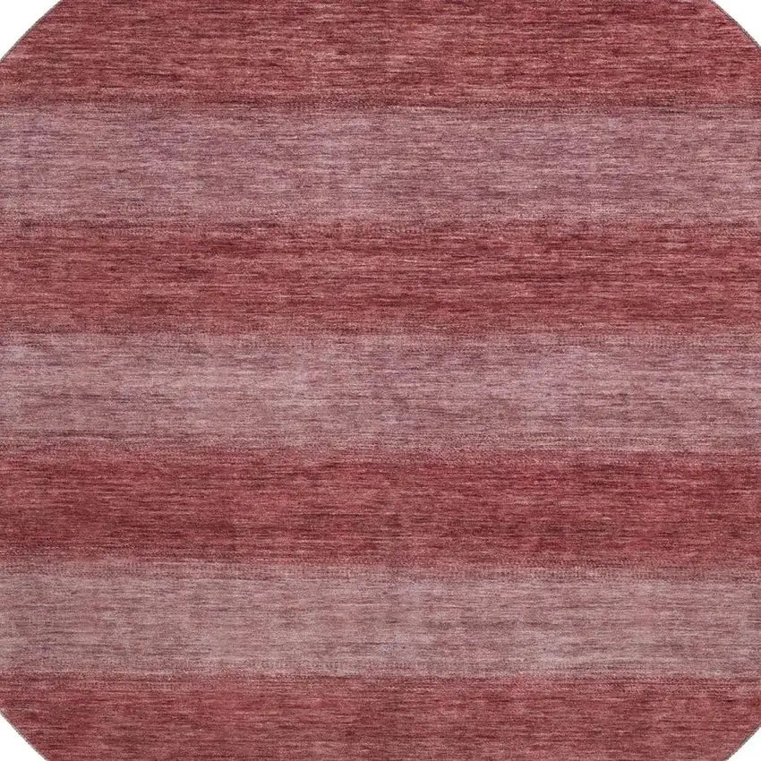 8' Rust And Coral Striped Washable Round Rug With UV Protection Photo 2