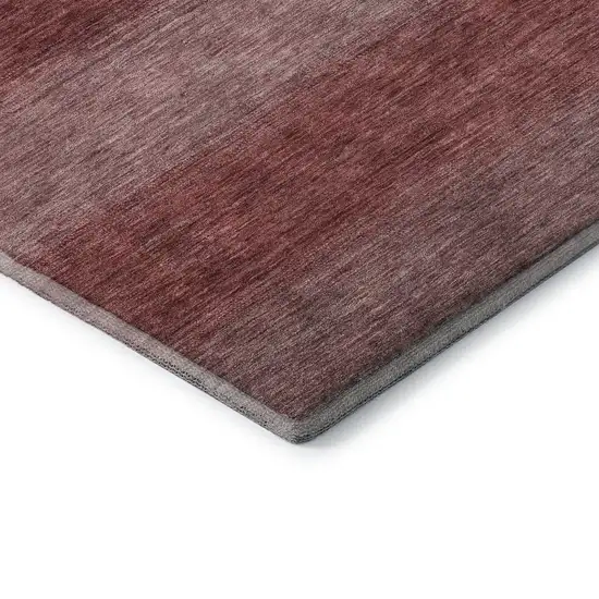 8' Rust And Coral Striped Washable Round Rug With UV Protection Photo 6