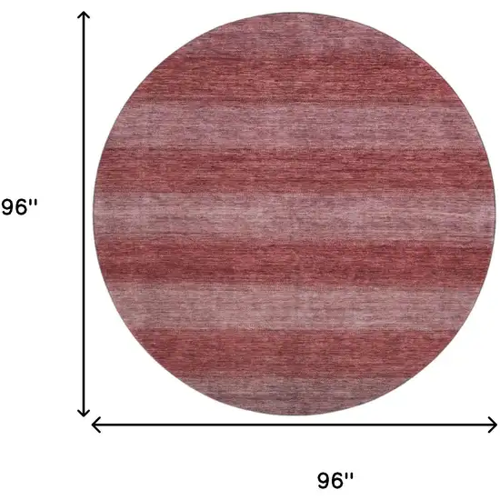 8' Rust And Coral Striped Washable Round Rug With UV Protection Photo 9
