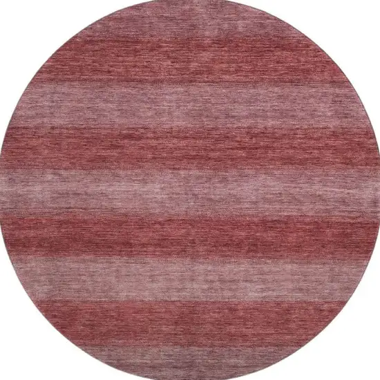 8' Rust And Coral Striped Washable Round Rug With UV Protection Photo 3