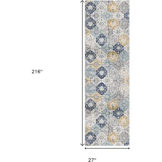 18' Rust And Gray Abstract Runner Rug Photo 3