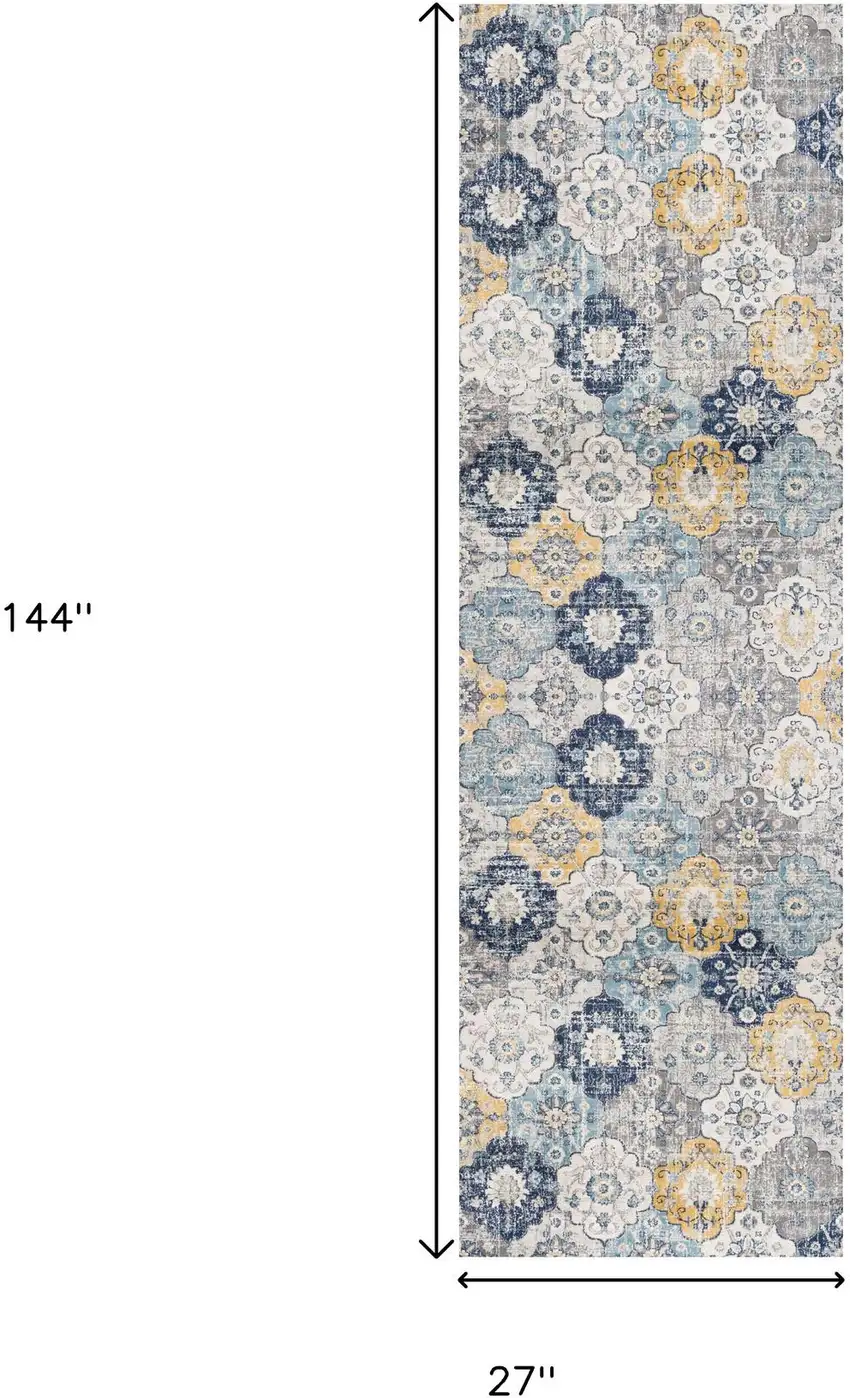 12' Rust And Gray Abstract Runner Rug Photo 3