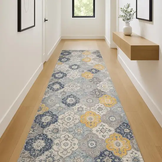 12' Rust And Gray Abstract Runner Rug Photo 1