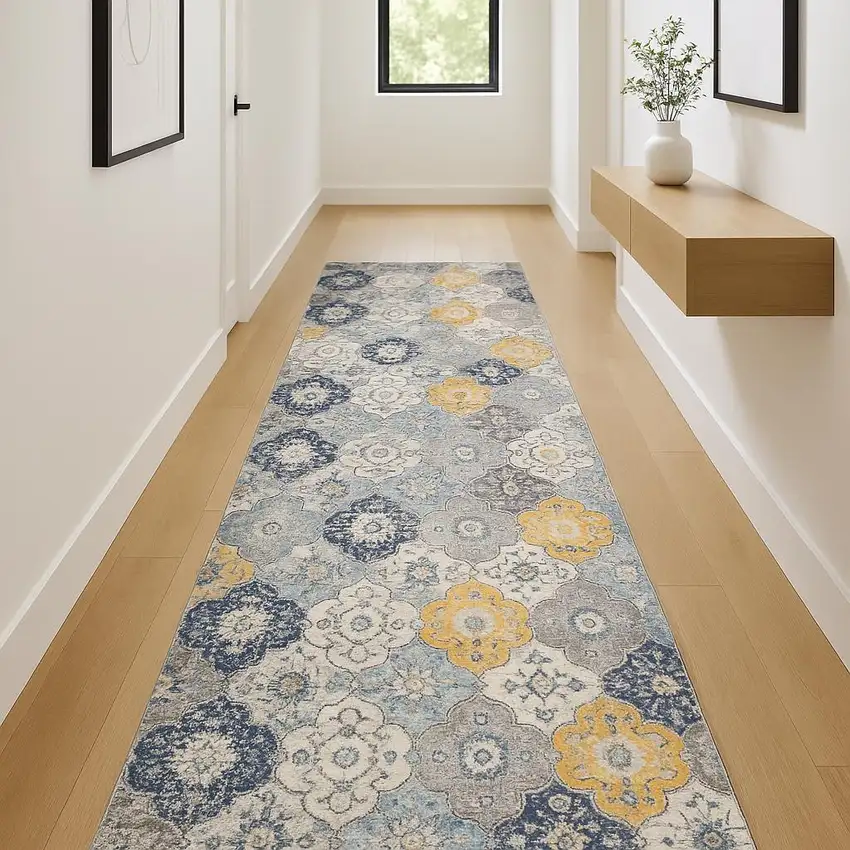 12' Rust And Gray Abstract Runner Rug Photo 1