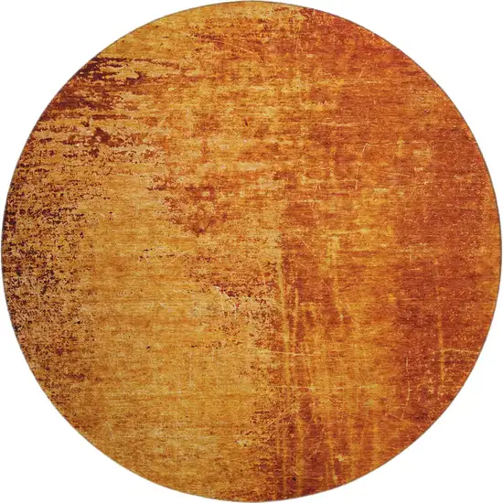 8' Rust And Gray Abstract Washable Round Rug With UV Protection Photo 1