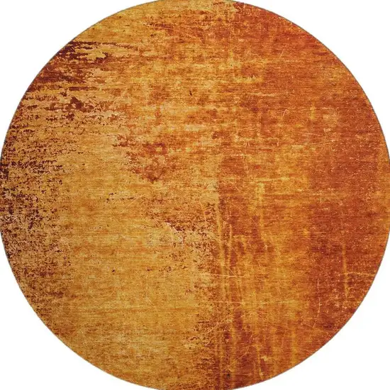 8' Rust And Gray Abstract Washable Round Rug With UV Protection Photo 3