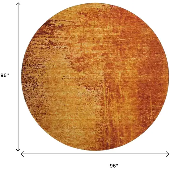 8' Rust And Gray Abstract Washable Round Rug With UV Protection Photo 9