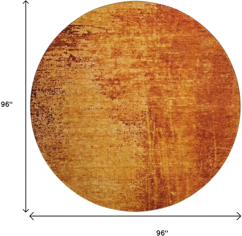 8' Rust And Gray Abstract Washable Round Rug With UV Protection Photo 9