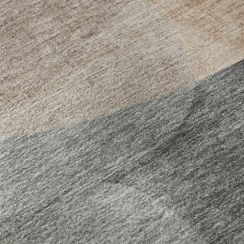 8' Rust And Gray Abstract Washable Round Rug With UV Protection Photo 7