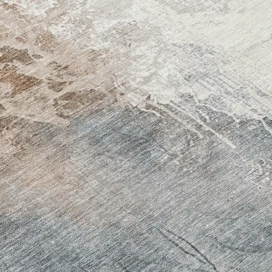 8' Rust And Gray Round Abstract Washable Indoor Outdoor Area Rug Photo 8