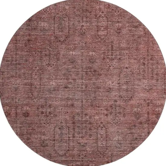 8' Rust And Gray Southwestern Washable Round Rug With UV Protection Photo 3