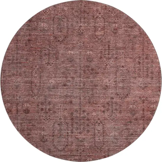 8' Rust And Gray Southwestern Washable Round Rug With UV Protection Photo 1